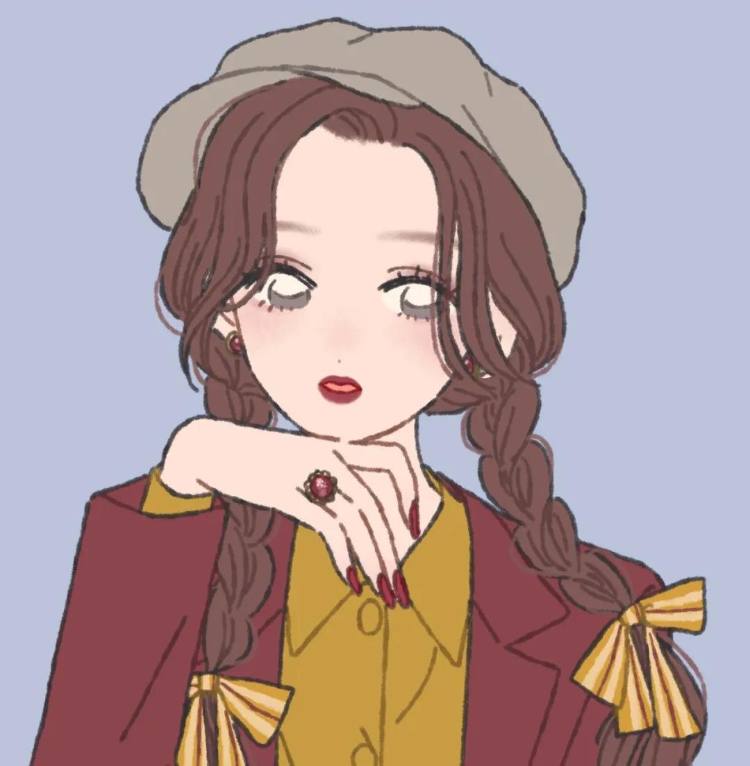 戴着贝雷帽的时尚女孩动漫头像图片