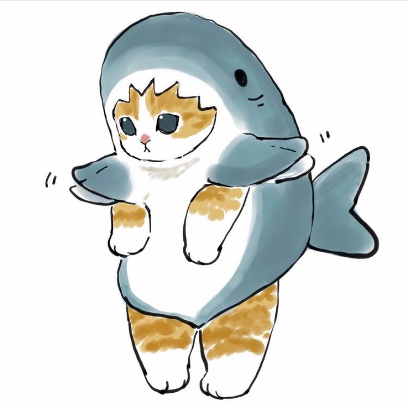 穿着鲨鱼外套的卡通猫图片头像可爱大全