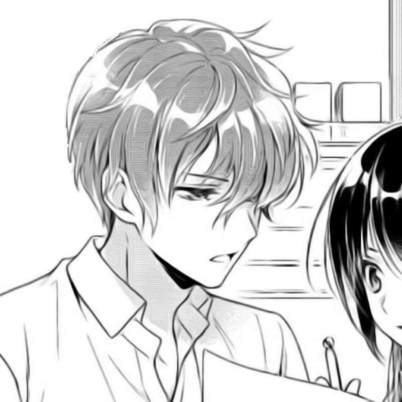 优质精选黑白手绘动漫情侣头像图片