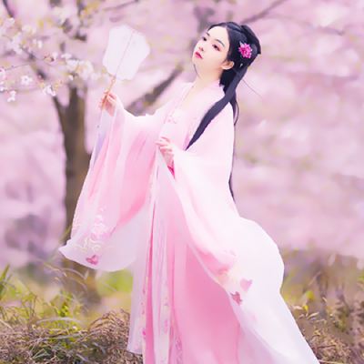 古代富家小家打扮的粉色古装美女古风头像图片