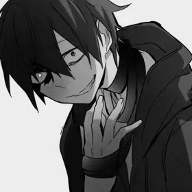 黑白二次元动漫男头/想你是关键词 爱你是核心术语头像图片