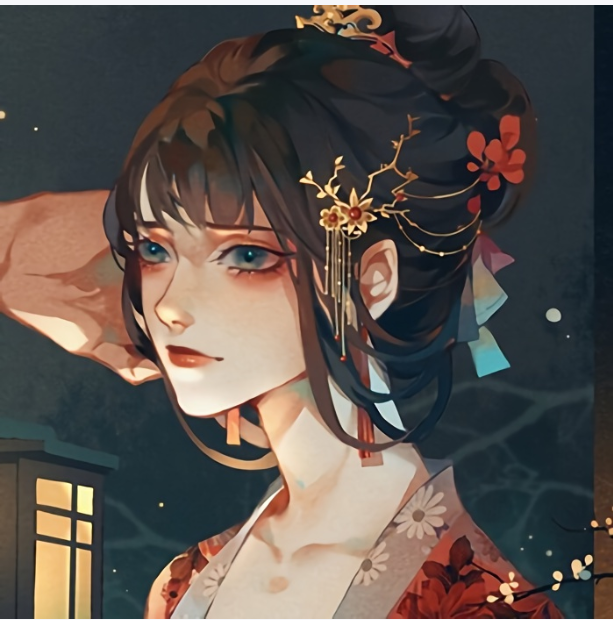 唯美古风美女手绘秋风落叶qq高清头像图片