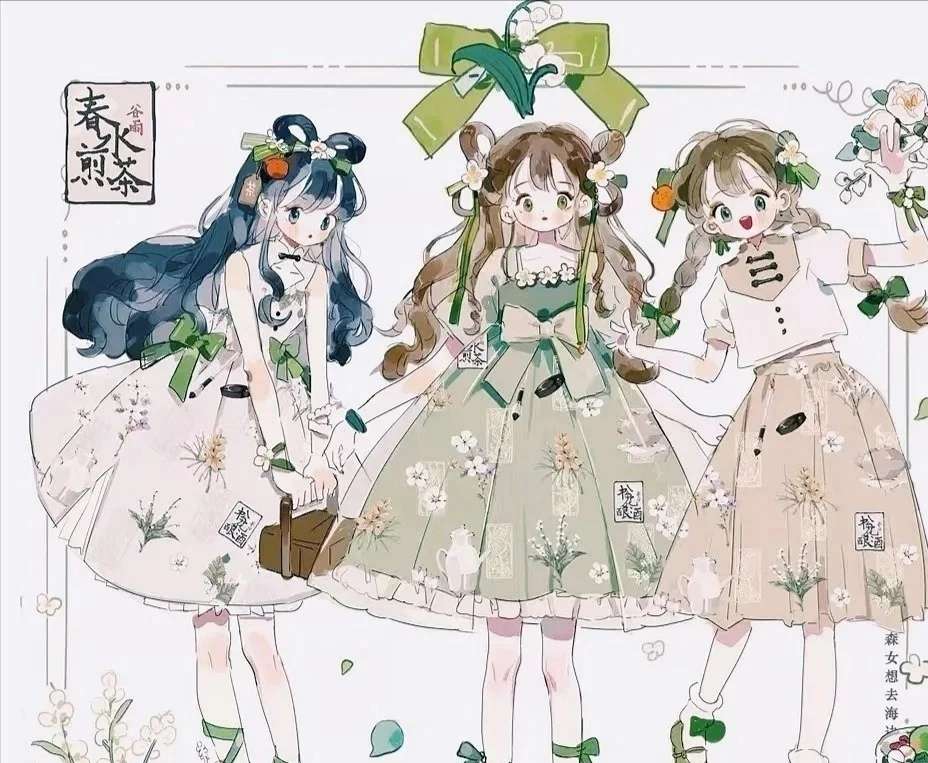 手绘三人闺蜜头像丨赞美世间一切廉价与可得