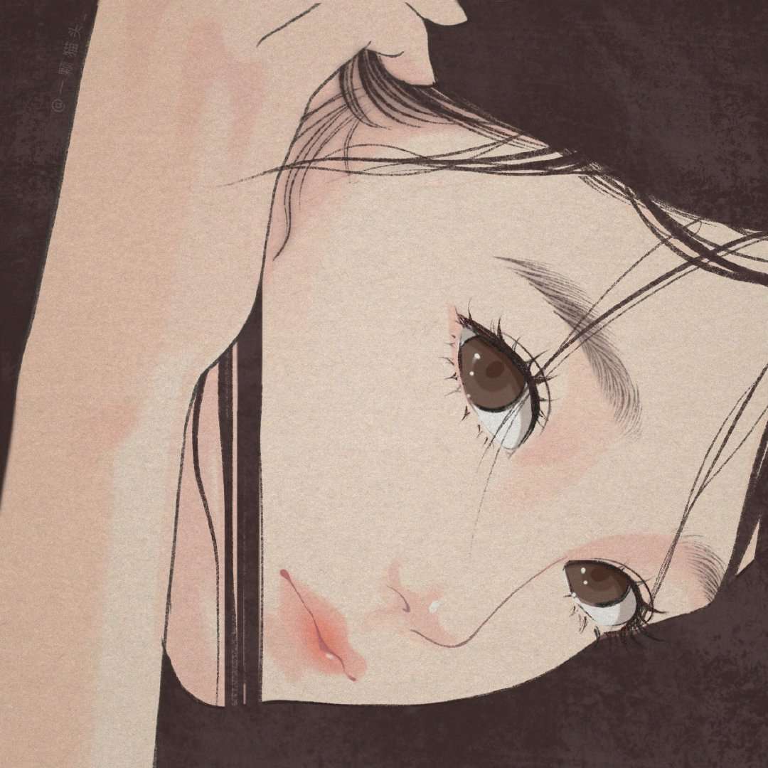 星褚:精致女生侧颜手绘插画头像图片