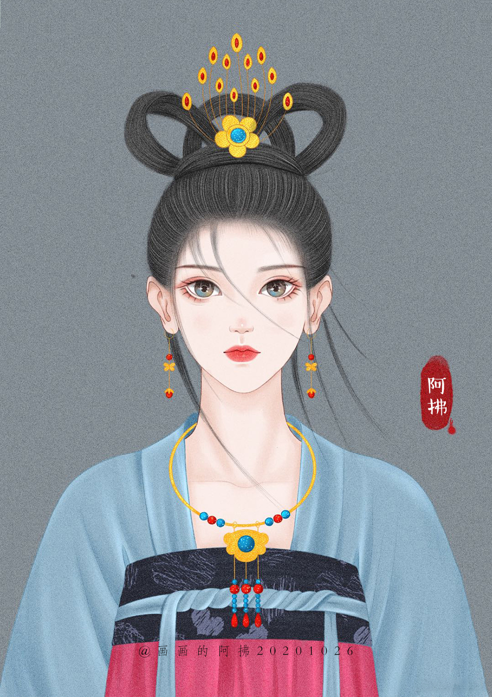 阿拂高清精致手绘古风女头像图片