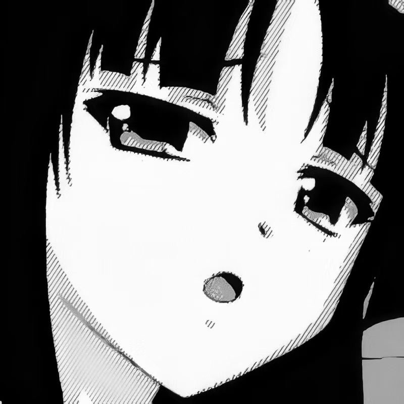 黑白经典动漫女头手绘qq高清头像图片