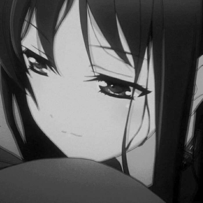 黑白画风动漫女生丧头像高清图片大全