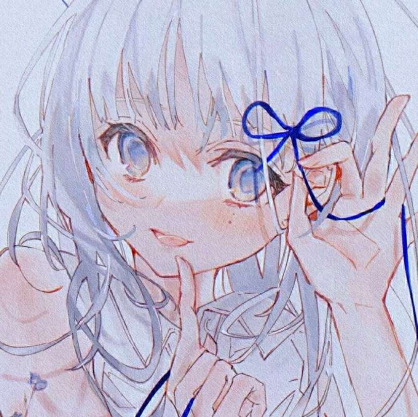 清新温柔动漫蓝色系女生头像图片