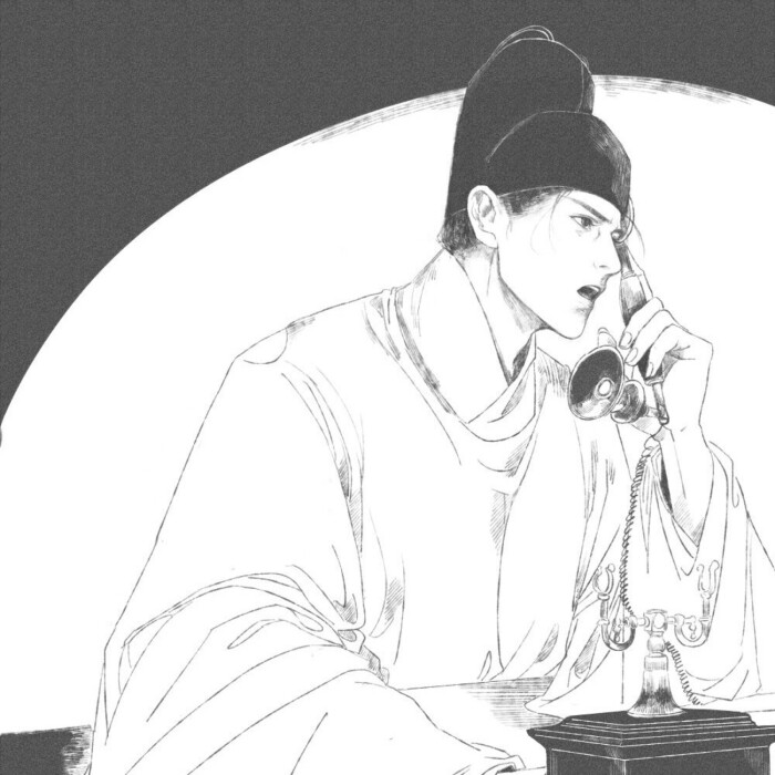 古代遇上现代元素碰撞古风素描像图片
