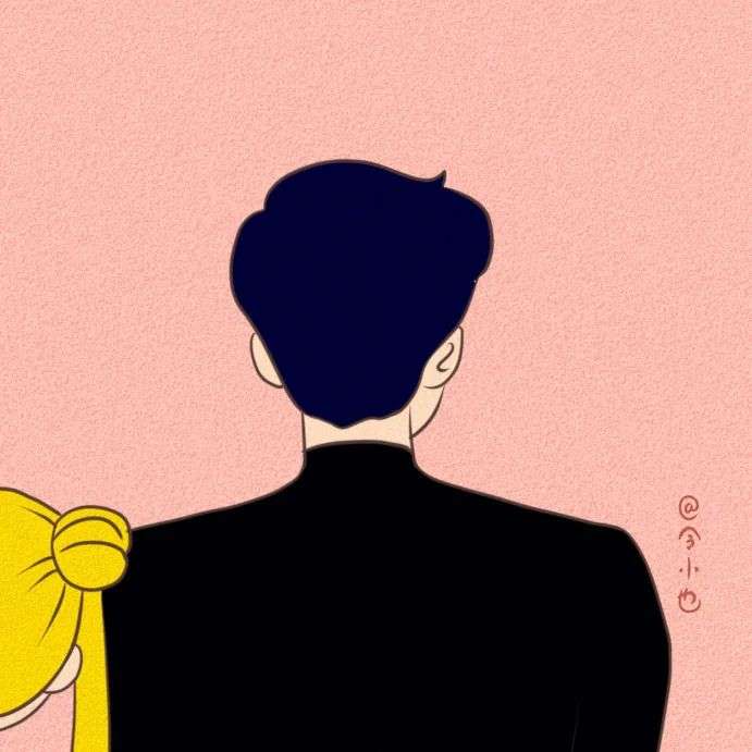 简约手绘卡通动漫二次元情侣一左一右qq头像图片