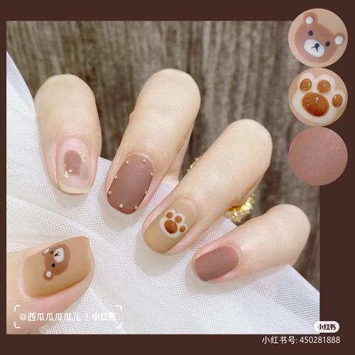 小熊美甲图片大全可爱 小熊图案美甲图片