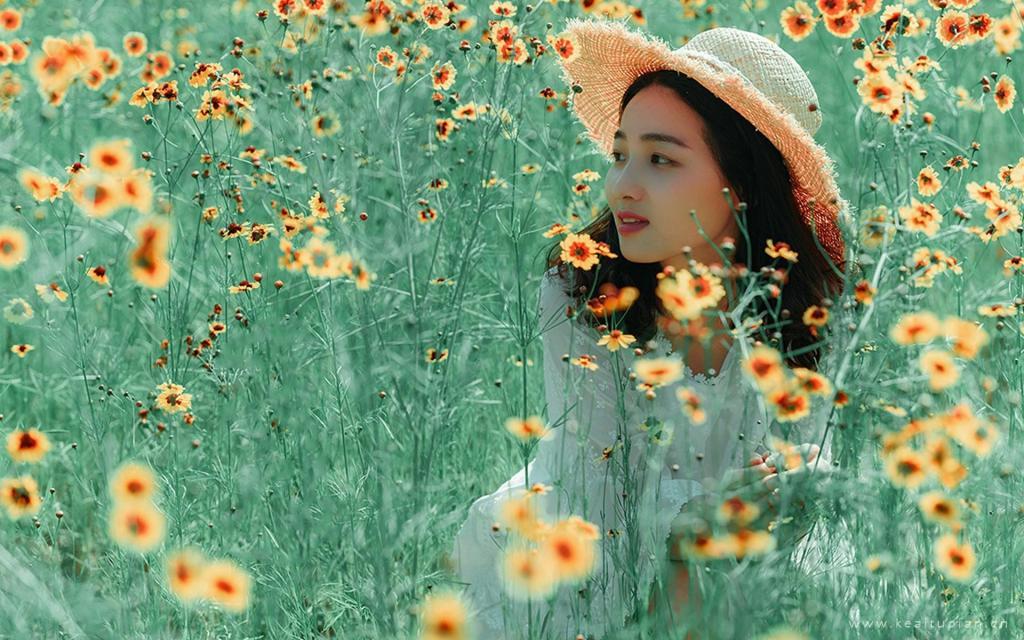 清新淡雅唯美户外少女可爱迷人写真图片桌面壁纸