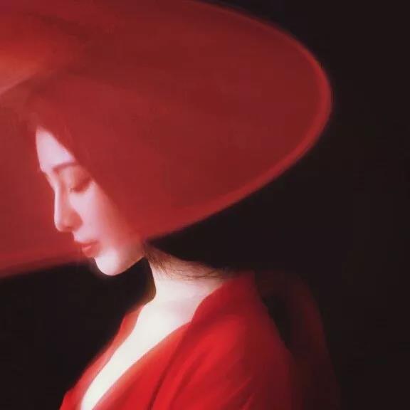 气质美女红色主题真人头像图片