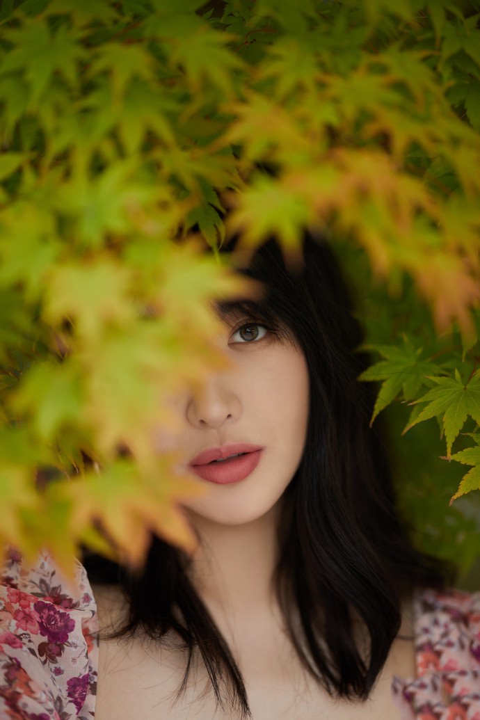 李菲儿碎花长裙性感知性大方写真图片
