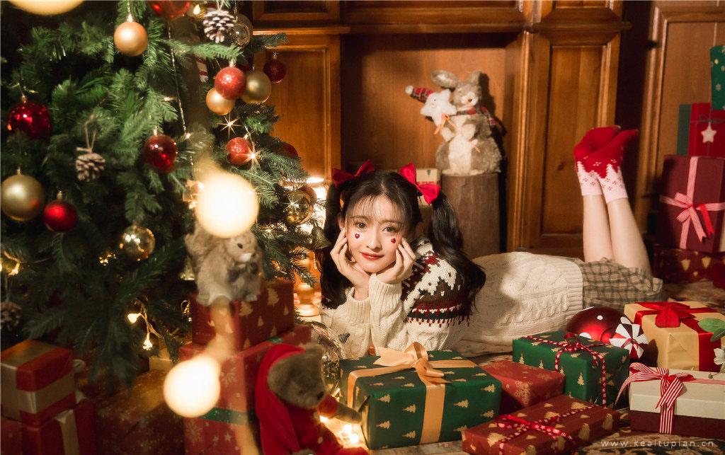 可爱双马尾美女甜美圣诞节高清写真图片大全