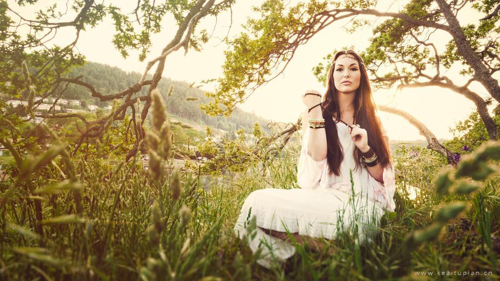 国外靓丽美女户外主题小清新写真图片