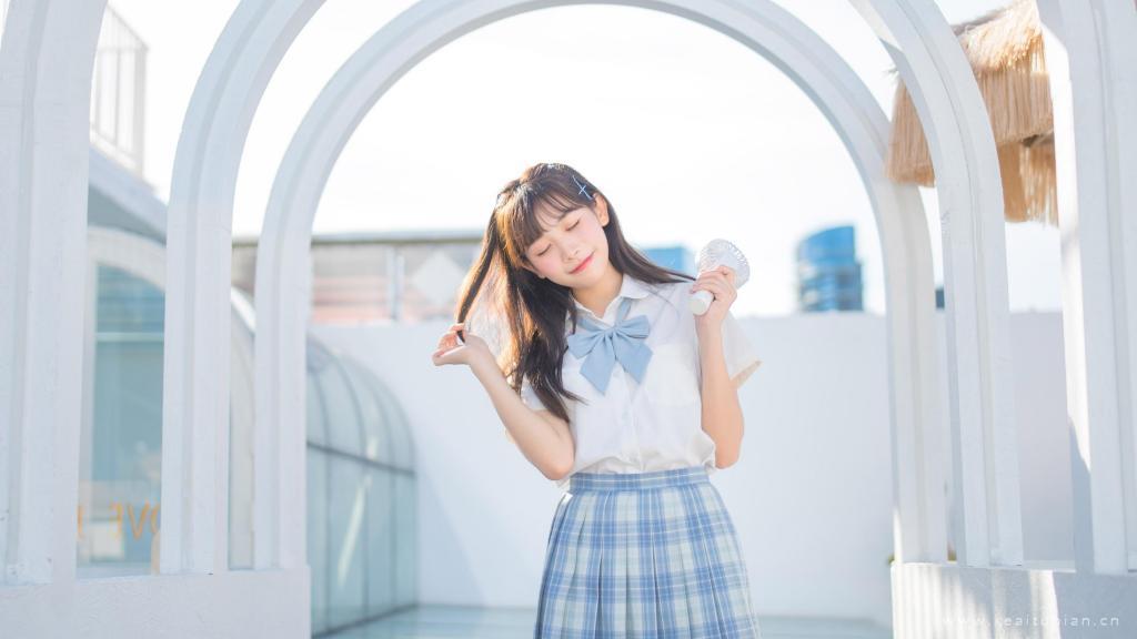 阳光少女jk制服清爽甜美元气写真图片桌面壁纸
