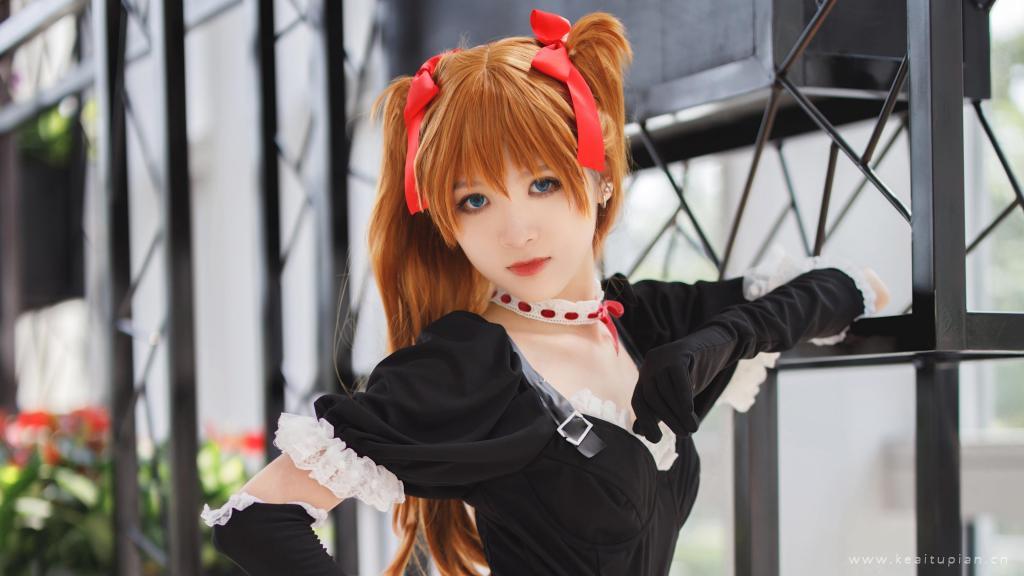 EVA明日香性感迷人女仆装cosplay写真图片桌面壁纸