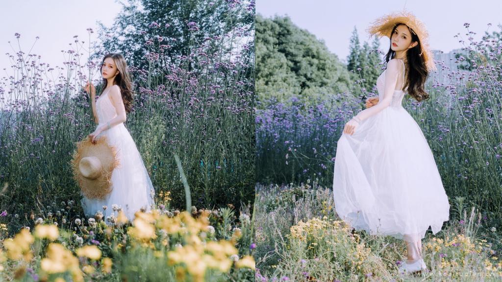 唯美薰衣草花园森系少女小清晰写真高清壁纸图片