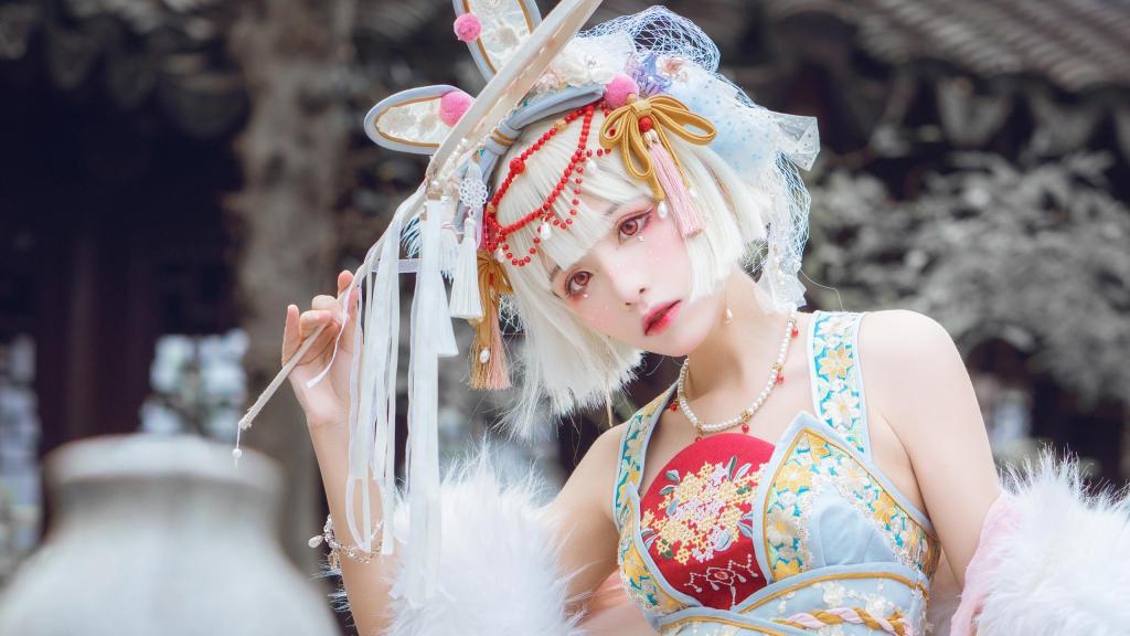 甜美仙气的古风洛丽塔玉兔造型写真图片壁纸