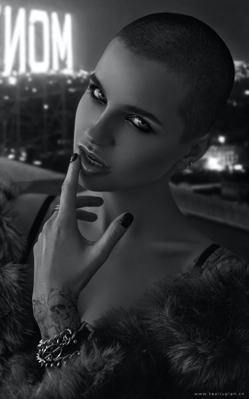 气场强大的欧美美女超a黑白手机壁纸图片