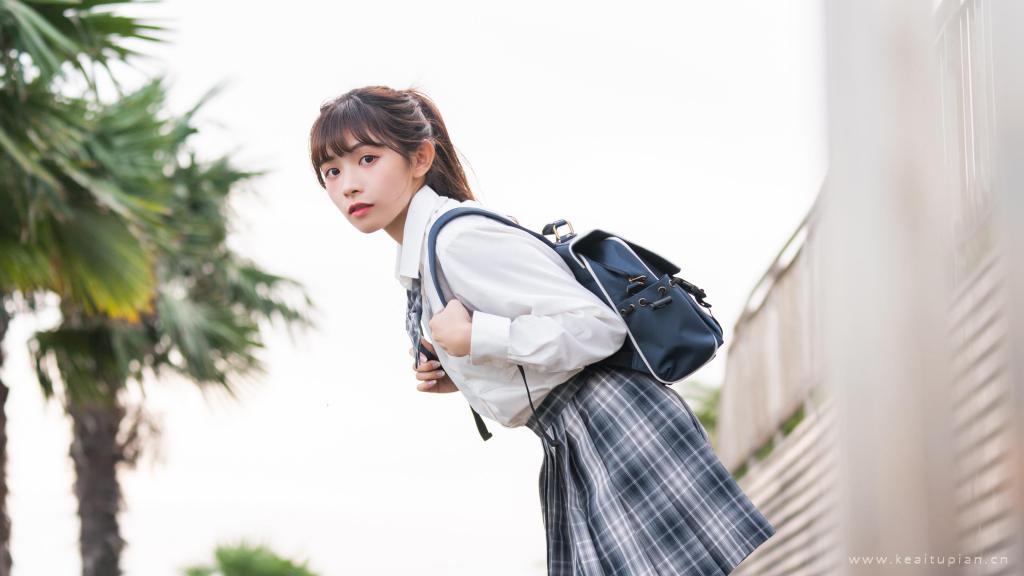 元气jk美女日系校园风甜美写真图片桌面壁纸