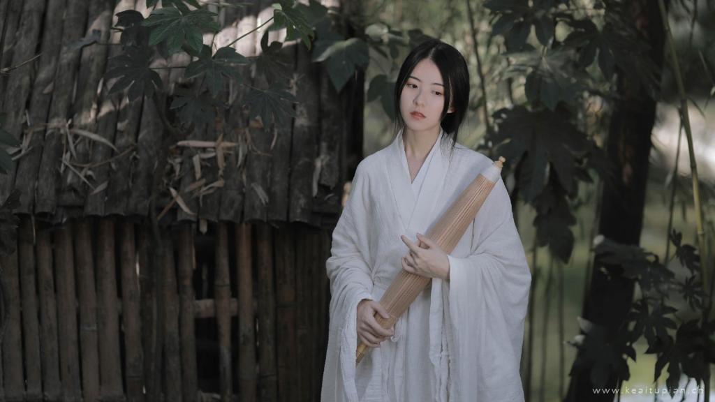 白衣似雪古风美女清冷淡雅写真图片桌面壁纸