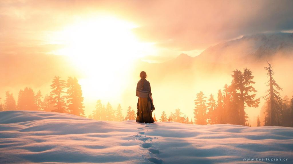 雪景下的超美美女高清电脑桌面壁纸图片