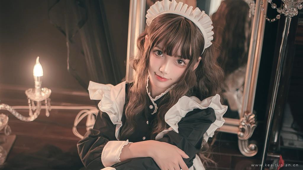 甜美女仆cos迷人黑丝美女高清写真图片