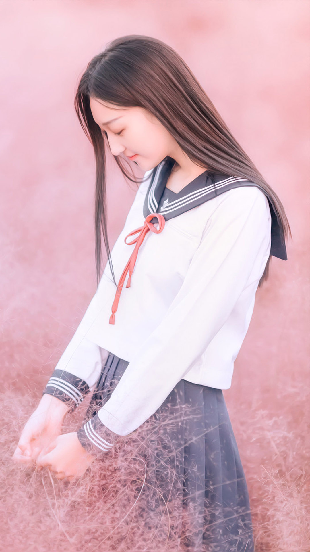 JK制服少女唯美风景高清写真壁纸图片