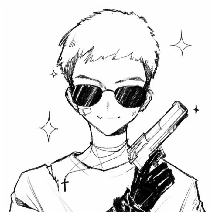 黑白简笔情头图片 简笔情侣头像黑白图片大全