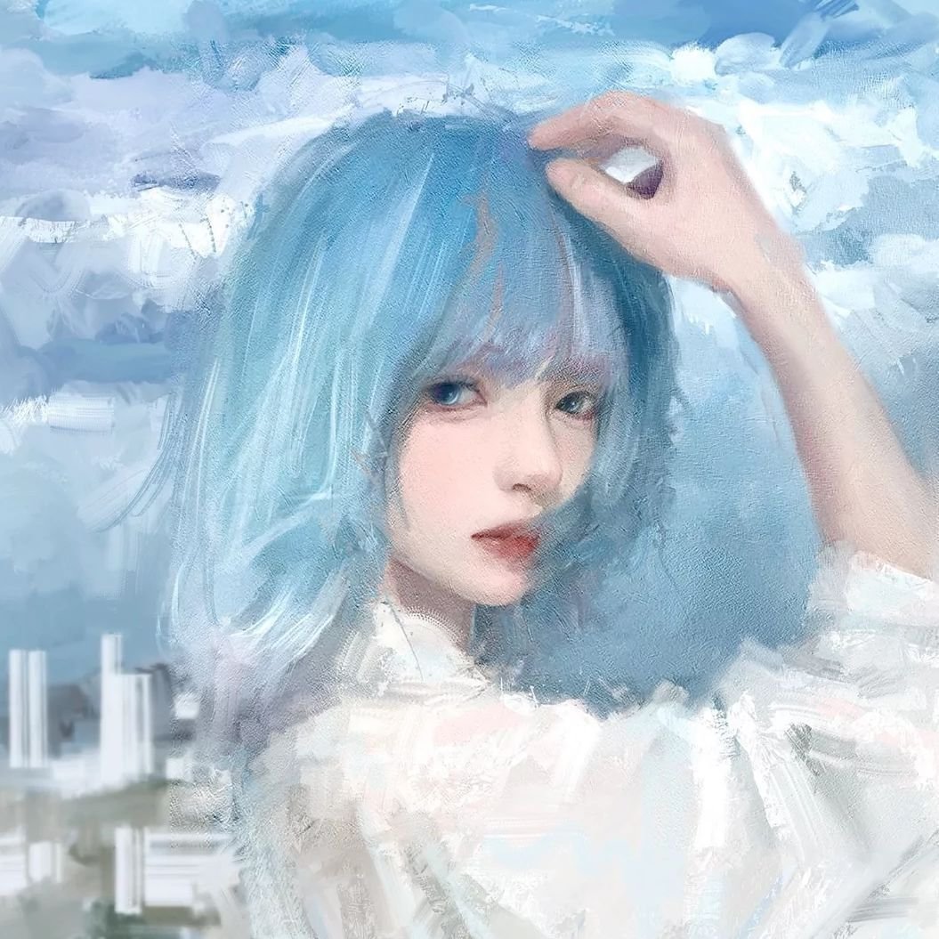 蓝色系动漫女头 蓝色系女生图片头像大全