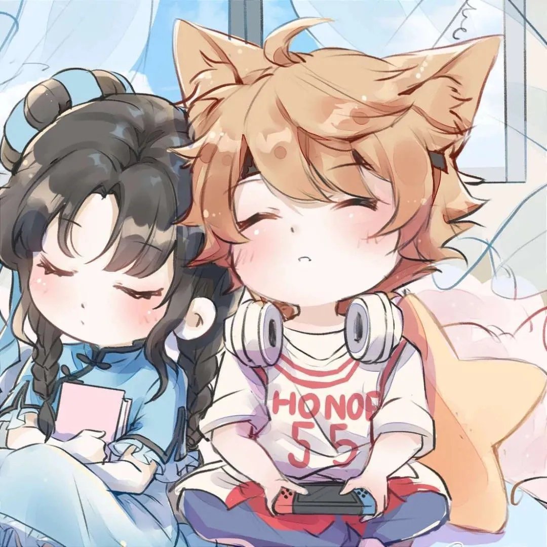 王者情侣头像可爱呆萌一对 王者情侣头像卡通图片