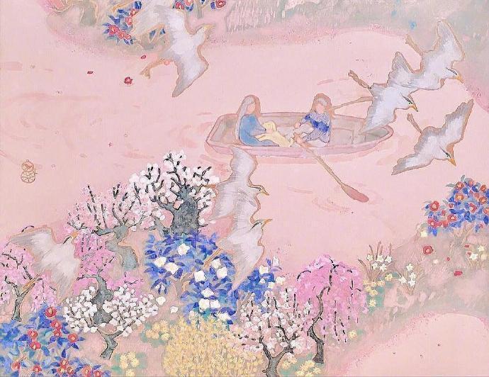 唯美情侣插画手绘插画图片