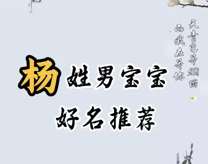 杨姓男孩名字大全，帮孩子挑一个既好听又有寓意的