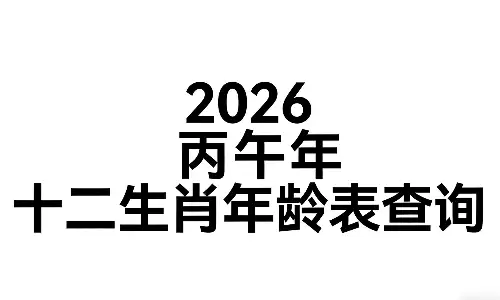 2026丙午年十二生肖年龄表查询