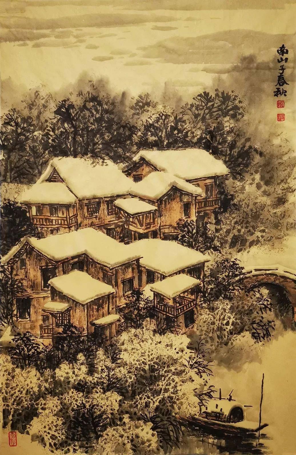 春秋书画讲堂——冰雪画《江南瑞雪》