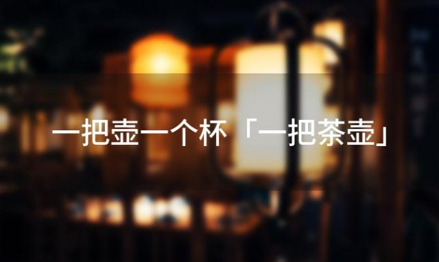 一把壶一个杯「一把茶壶」 
