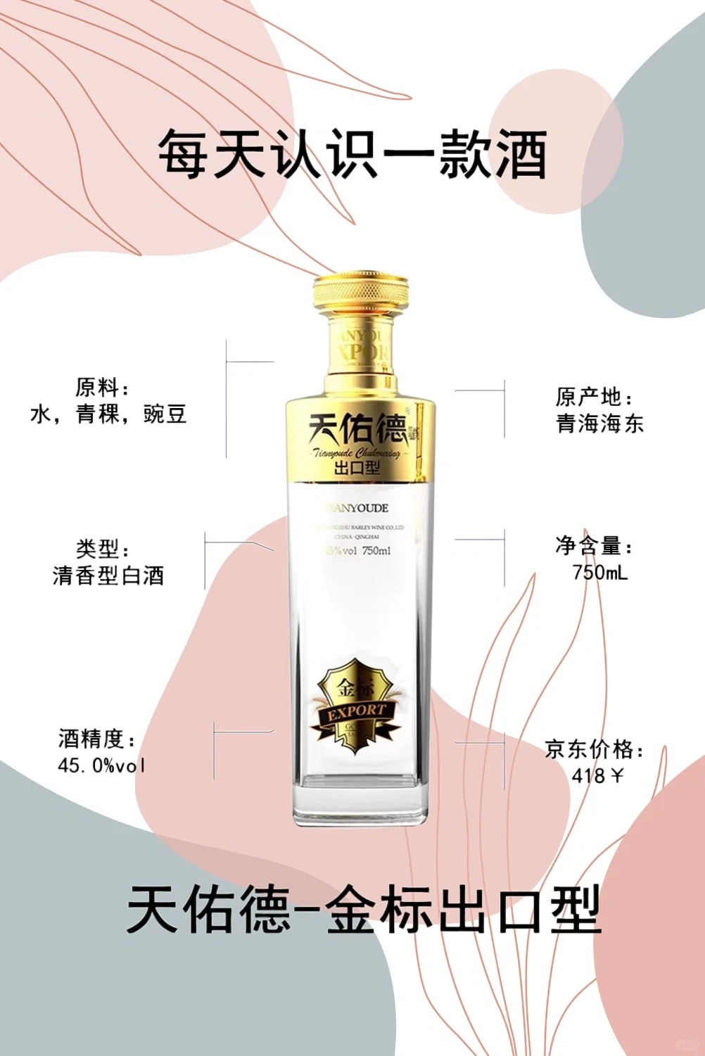 每天认识一款酒｜天佑德金标出口酒