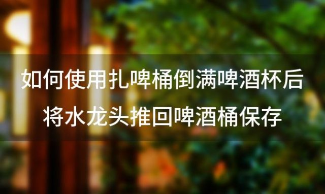 如何使用扎啤桶倒满啤酒杯后将水龙头推回啤酒桶保存