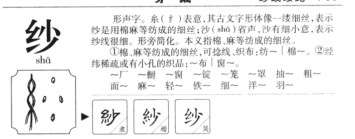 纱字取名寓意和含义_纱字五行属什么