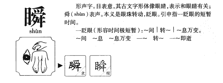 瞬字取名寓意和含义_瞬字五行属什么