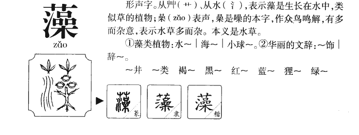 藻字取名寓意和含义_藻字五行属什么
