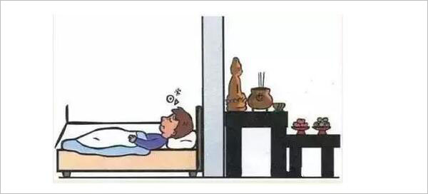 卧室床摆放禁忌七：床头与神龛隔墙