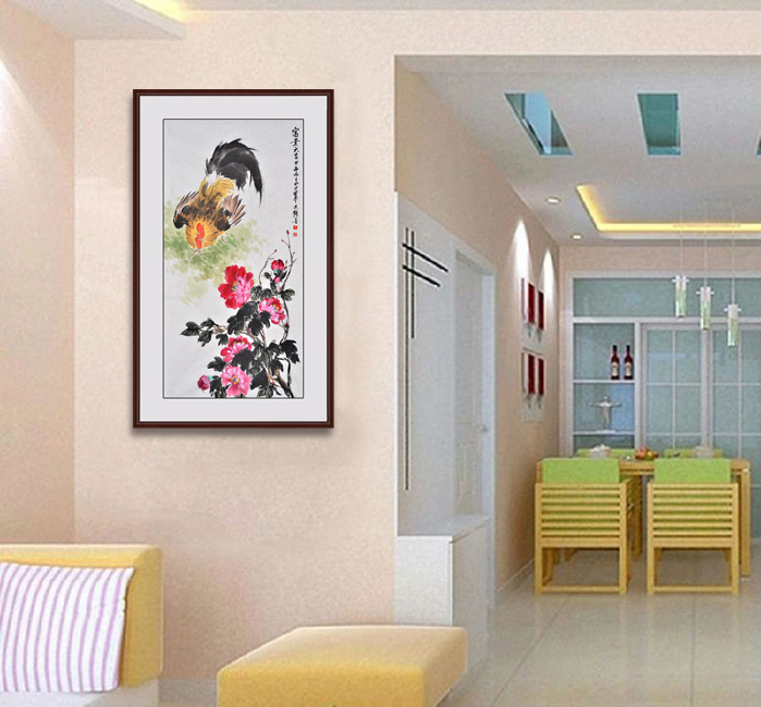 玄关装饰画是非常有必要的，孔雀还是吉祥鸟！