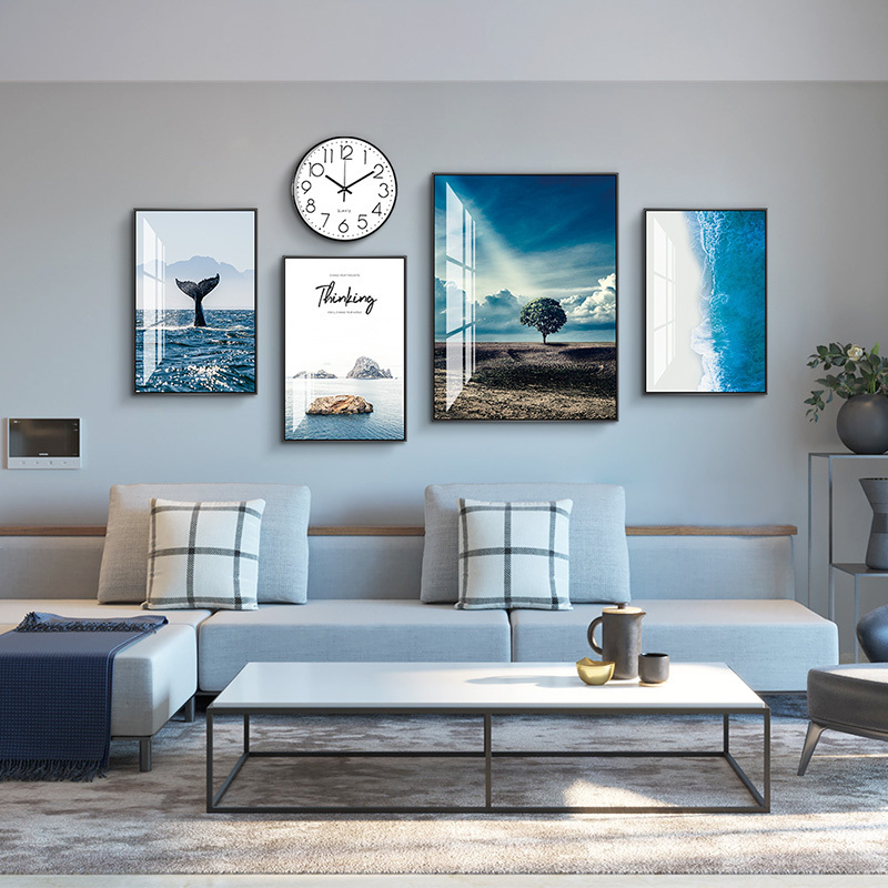 海阔天空 现代轻奢客厅组合挂画北欧沙发背景墙画挂画