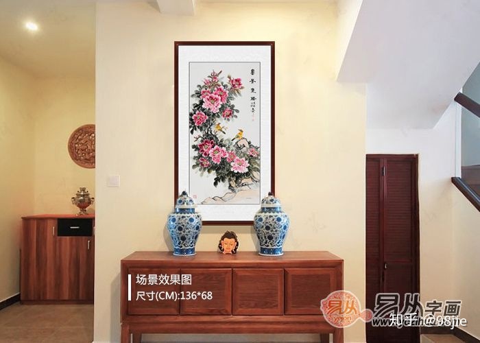 家居生活唯美的国画花鸟画能让你的进门玄关处大放光彩