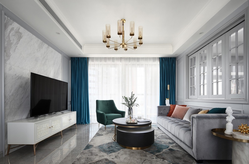 客厅窗帘装修效果图客厅“开”窗,书房搭帐篷!美式经典客厅设计图片赏析