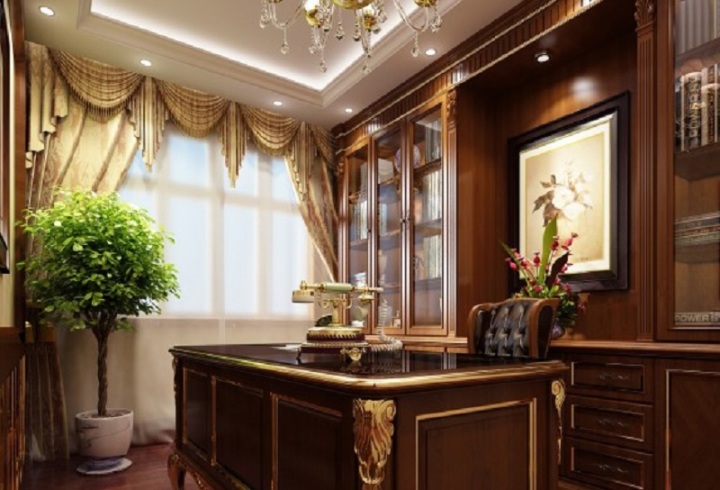 一下书房装修原则、欧式书房设计说明及欧式装修风格书房