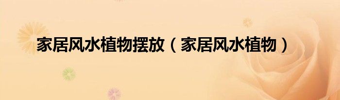 小六来植物摆放，家居风水植物财的三大生肖!